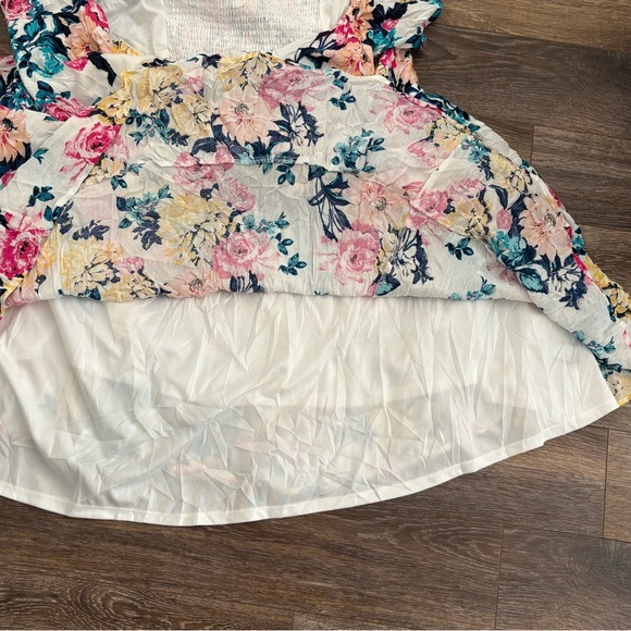 White Floral Mini Gauze Puff Sleeve
Skater Dress 4X - Picture 12 of 12